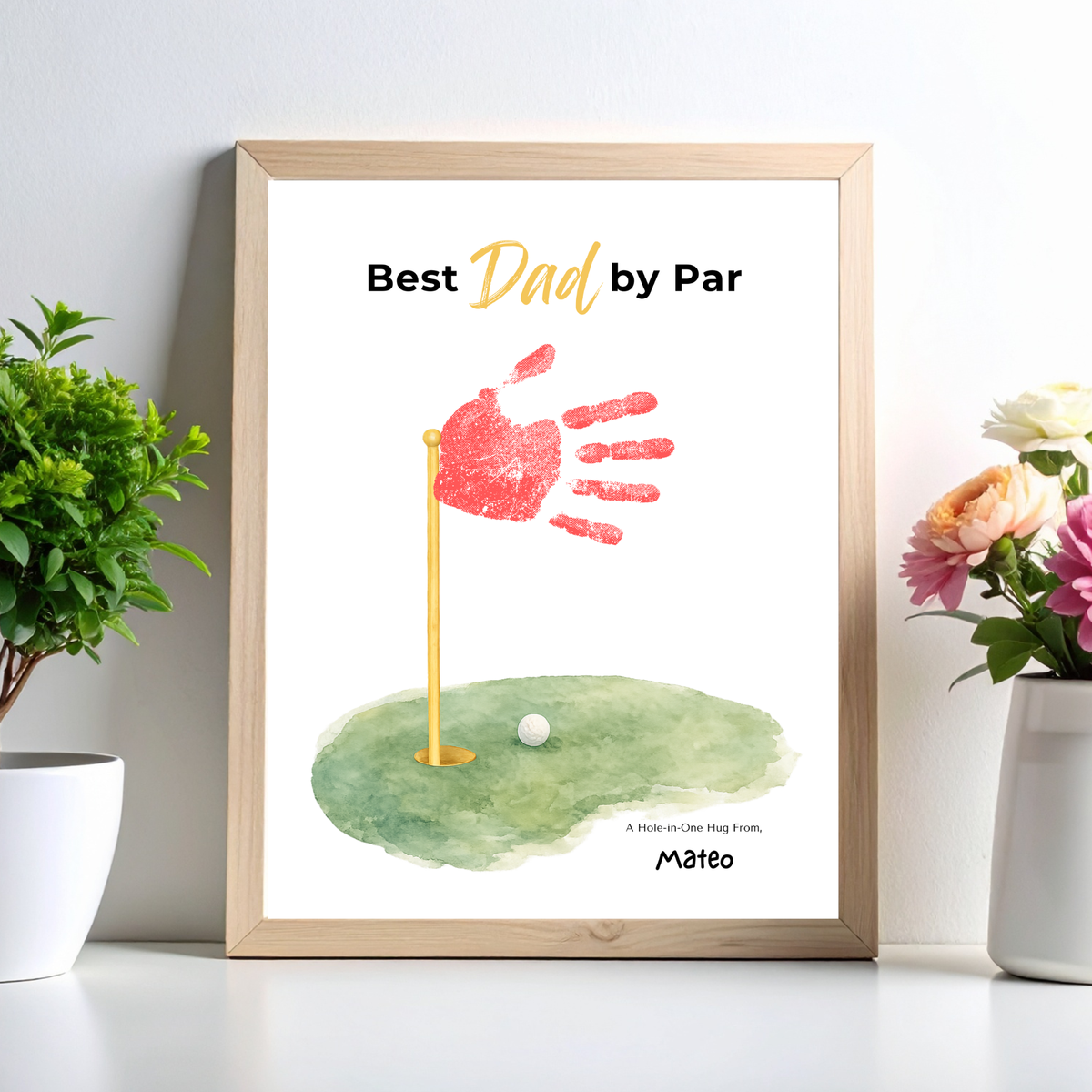 Title Golf Handprint Craft for Dad, Best Dad by Par Printable, Father’s Day Golf Keepsake from Kids, Golf Lover Dad Gift