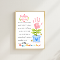 God Picked You to Be Our Grandma Handprint Craft Printable | Christian Mother’s Day Gift for Grandma | Flower Keepsake from Grandkids | Faith Based Grandma Gift
