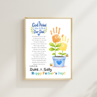 Christian Father’s Day Handprint Craft Printable | God Picked You to Be My Dad | Faith-Based Dad Keepsake Gift from Kids | Preschool DIY Handprint Art PDF