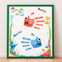 Red Fish Blue Fish Handprint Craft Printable | Kids Literacy Art Activity | Color Learning Classroom Keepsake PDF