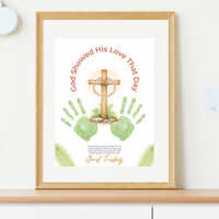 Good Friday Handprint Cross Craft Printable | “God Showed His Love That Day” Christian Kids Activity | Easter Faith Keepsake PDF
