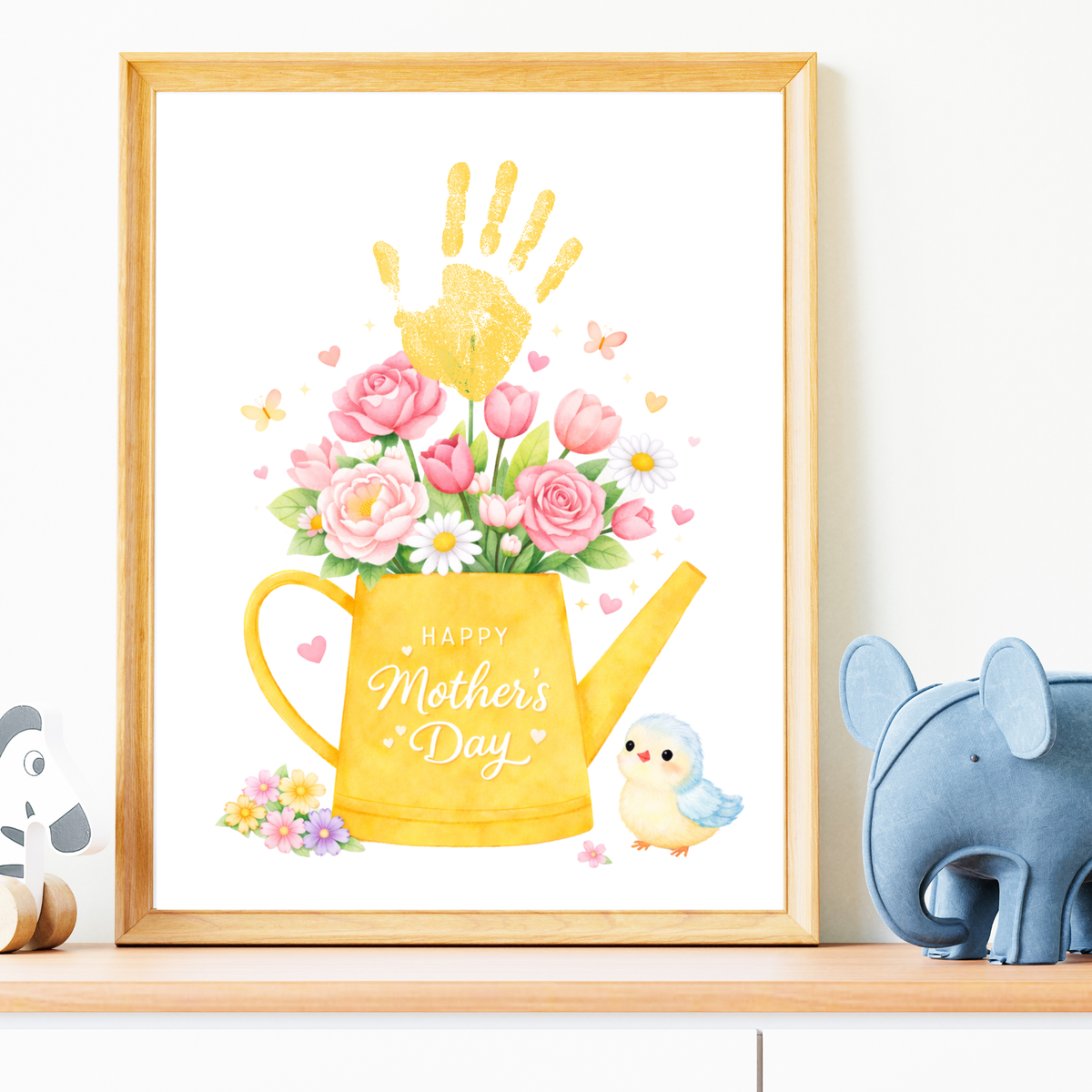 Mother’s Day Handprint Craft Printable | “Happy Mother’s Day” Flower Watering Can Keepsake | Preschool Kids Mother’s Day Activity PDF