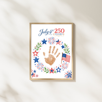 July 4th 250 Years Handprint Craft Printable, Patriotic Independence Day Keepsake Activity for Kids, America 250 Celebration