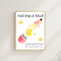First Day of School Pencil Handprint Craft Printable | Back to School Keepsake Art | Leaving My Mark School Sign 2026 | Preschool DIY Handprint PDF
