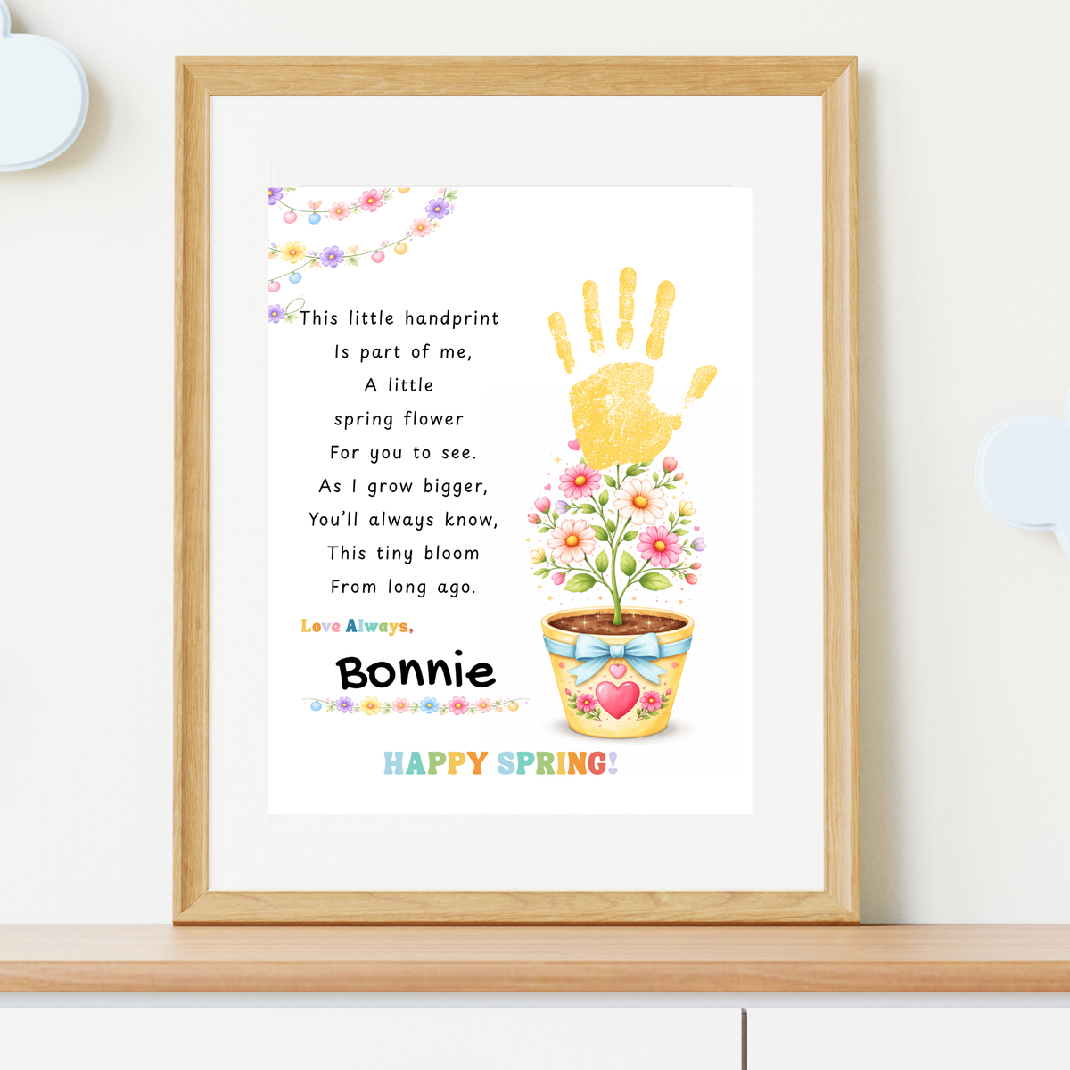 Spring Handprint Flower Craft Printable | Personalized Keepsake Poem Activity | Preschool Spring Art Gift | Kids Flower Pot Handprint PDF