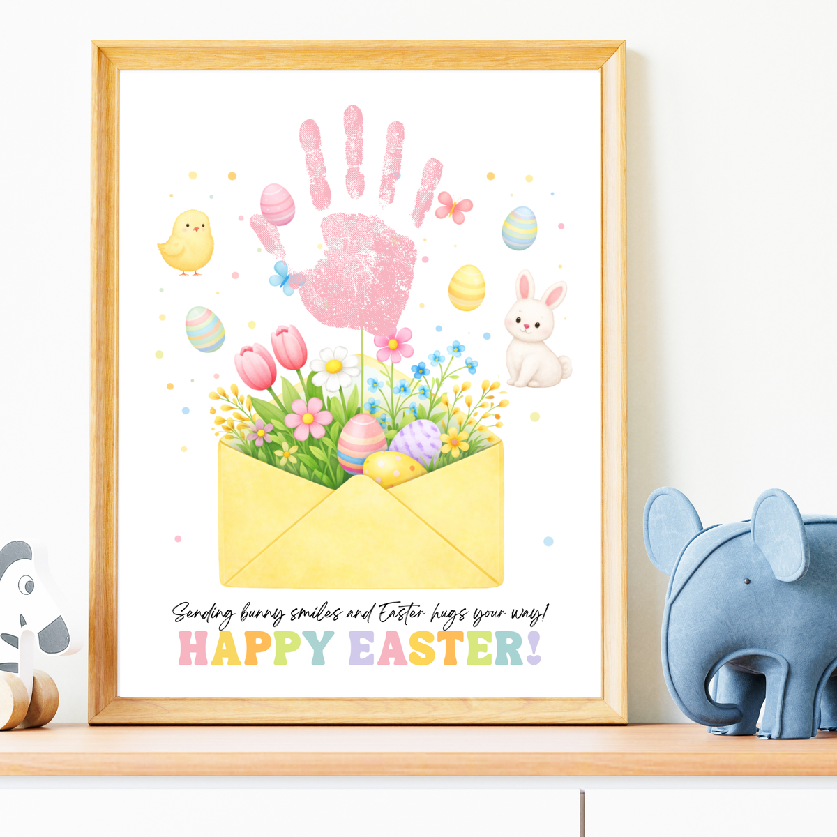 Easter Handprint Craft Printable | Bunny & Chick Flower Envelope Keepsake | Preschool Fine Motor Spring Activity PDF