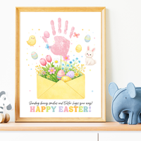 Easter Handprint Craft Printable | Bunny & Chick Flower Envelope Keepsake | Preschool Fine Motor Spring Activity PDF