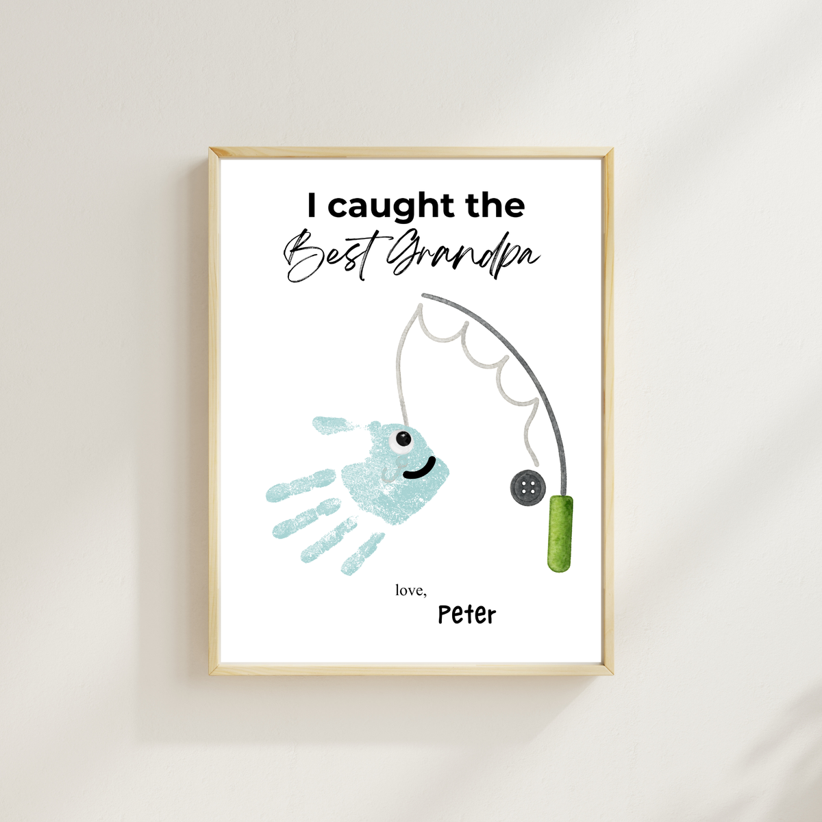 I Caught the Best Grandpa Handprint Craft Printable | Father’s Day & Birthday Gift for Grandpa | Fishing Keepsake from Kids | DIY Download