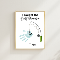I Caught the Best Grandpa Handprint Craft Printable | Father’s Day & Birthday Gift for Grandpa | Fishing Keepsake from Kids | DIY Download