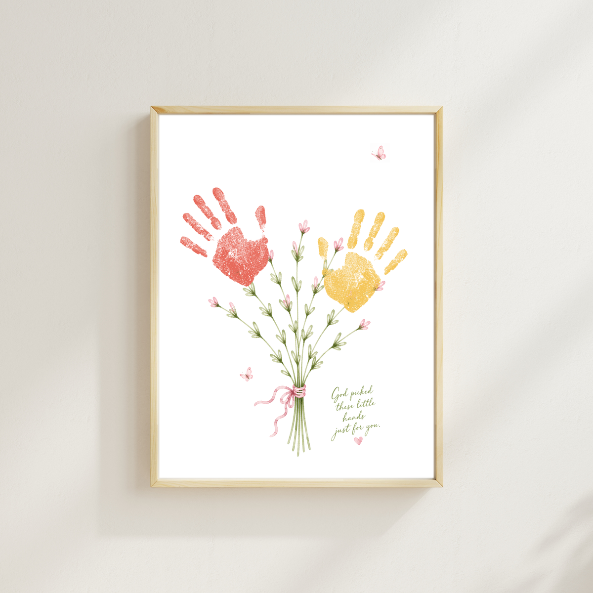 Christian Mother’s Day Handprint Craft Printable | God Picked These Little Hands for You | Mom Grandma Aunt Keepsake Gift | Birthday & Valentine’s Day Printable