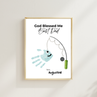 Christian Father’s Day Handprint Craft | God Blessed Me with the Best Dad Printable | Dad Birthday Gift from Kids | Fishing Keepsake DIY