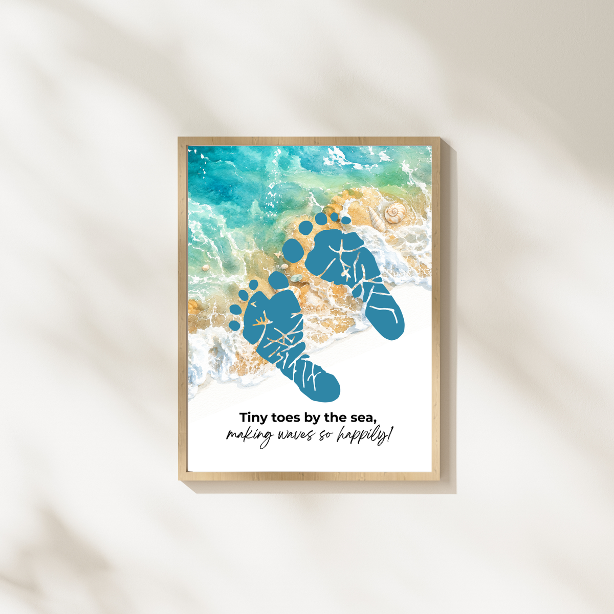 Tiny Toes by the Sea Footprint Craft Printable | Beach Footprint Keepsake | Summer Ocean Nursery Art for Kids