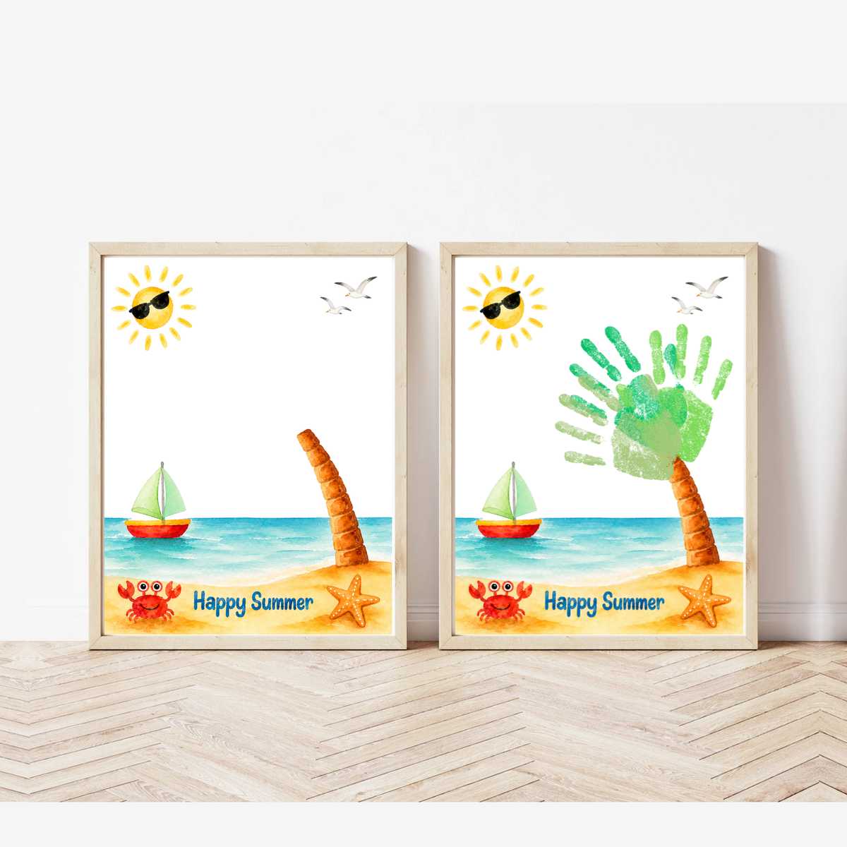 Summer Palm Tree Handprint Craft Printable | Beach Handprint Art for Kids | Summer Keepsake Activity | Preschool Kindergarten Daycare Craft