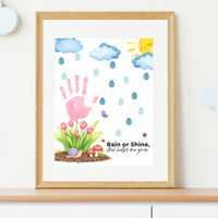 Rain or Shine Handprint Craft Printable | “God Helps Me Grow” Spring Faith-Based Activity | Preschool Christian Keepsake Art PDF