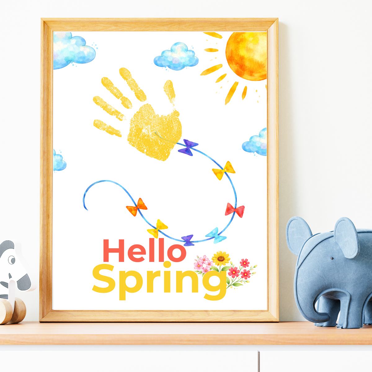 Hello Spring Handprint Kite Craft Printable with Kite | Spring Preschool Activity | Kids Seasonal Art Project | Classroom Spring Keepsake PDF