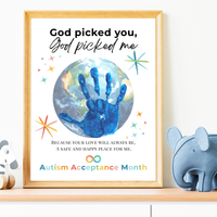 Autism Acceptance Month Handprint Craft Printable | “God Picked You, God Picked Me” Faith-Based Inclusion Activity | Christian Kids Art PDF