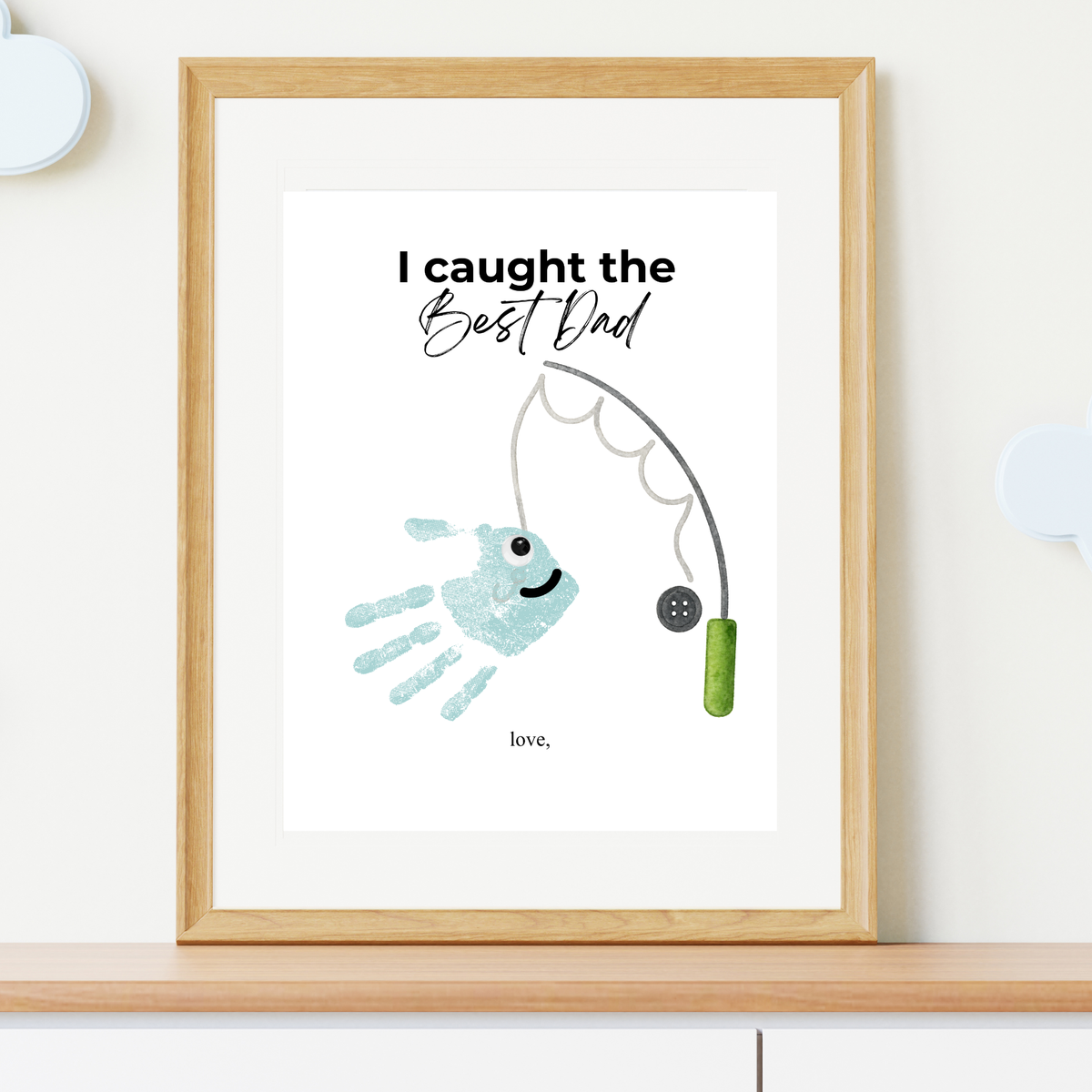 I Caught the Best Dad Simple Handprint Craft | Father’s Day & Birthday Gift Printable | Fishing Dad Keepsake from Kids | Simple DIY Handprint Art