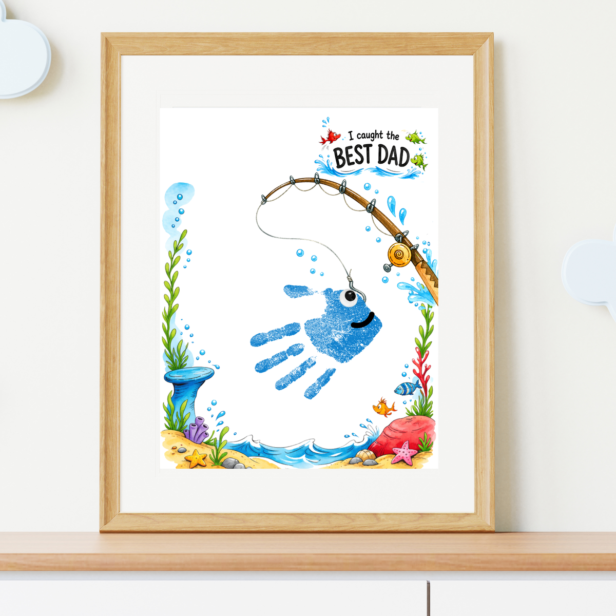 Fishing Dad Handprint Craft Printable | Father’s Day & Birthday Gift from Kids | I Caught the Best Dad Keepsake | Preschool DIY PDF