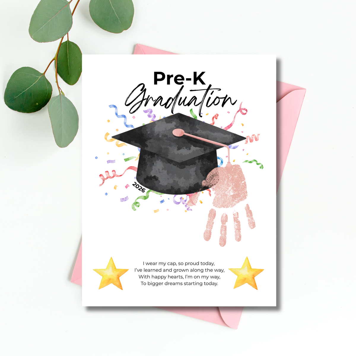 Pre-K Graduation Handprint Craft Printable | Preschool Graduation Keepsake | End of Year Classroom Activity | Kids Graduation Art PDF