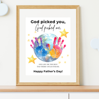 Christian Father’s Day Globe Handprint Craft Printable | God Picked You Dad Keepsake | Kids Handprint Art Gift | Preschool DIY PDF