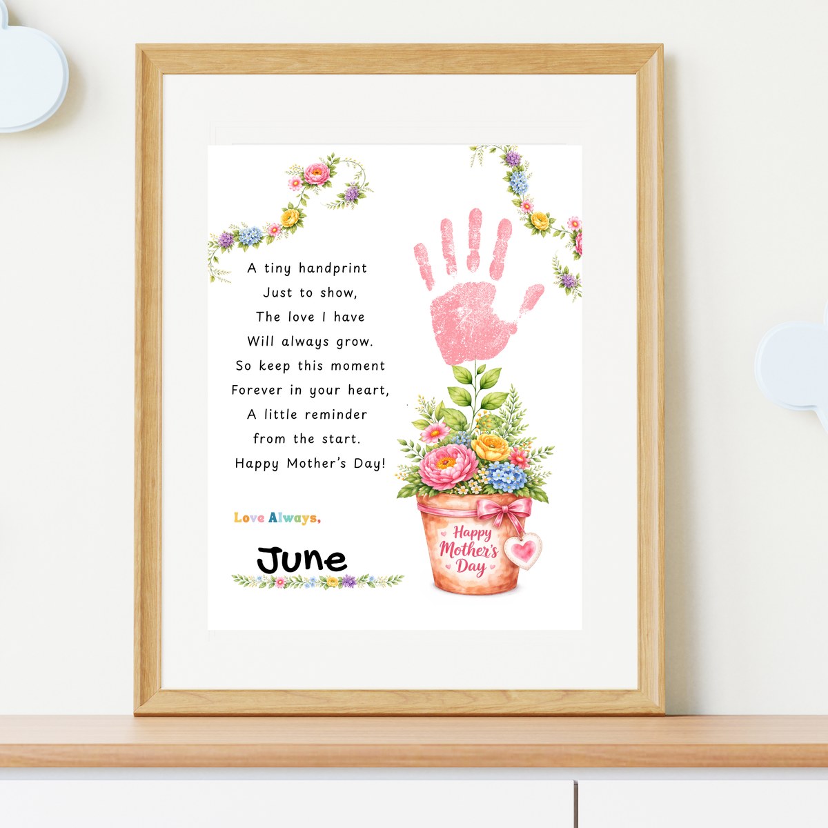Mother’s Day Handprint Flower Pot Craft Printable | Keepsake Gift for Mom from Kids | Preschool DIY Handprint Art PDF | Happy Mother’s Day Craft