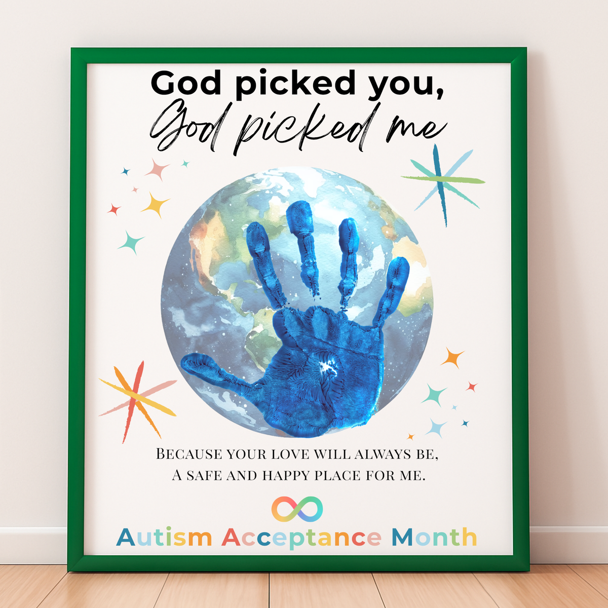 Autism Acceptance Month Handprint Craft Printable | “God Picked You, God Picked Me” Faith-Based Inclusion Activity | Christian Kids Art PDF