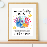 PaPa Birthday Handprint Craft Printable | Happy Birthday Pa-Pa Keepsake from Kids | Grandpa Birthday Gift | 1 or 2 Handprints | Kids DIY Art PDF