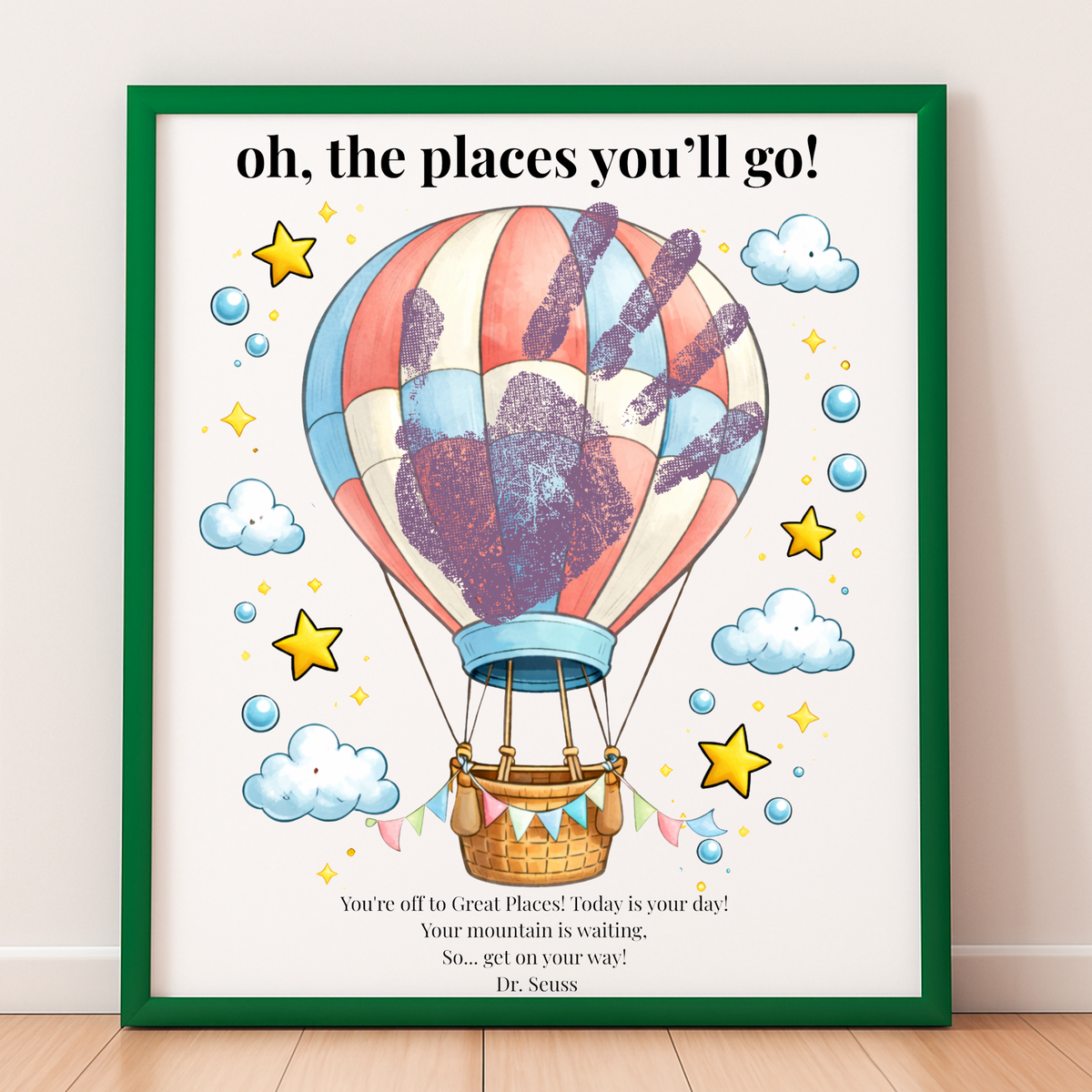 Hot Air Balloon Graduation Handprint Craft Printable | “Oh, the Places You’ll Go!” Inspirational Keepsake | End of Year Art PDF
