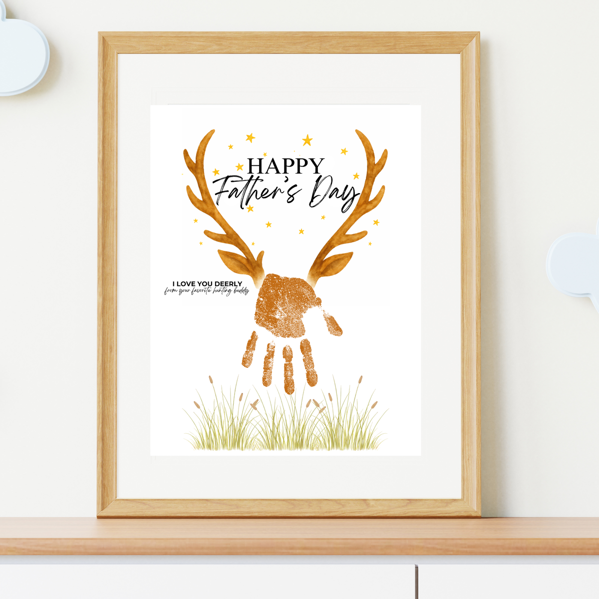 Father’s Day Handprint Craft Printable | Happy Father’s Day Deer Keepsake from Kids | Hunting Dad Gift | Preschool DIY Handprint Art PDF