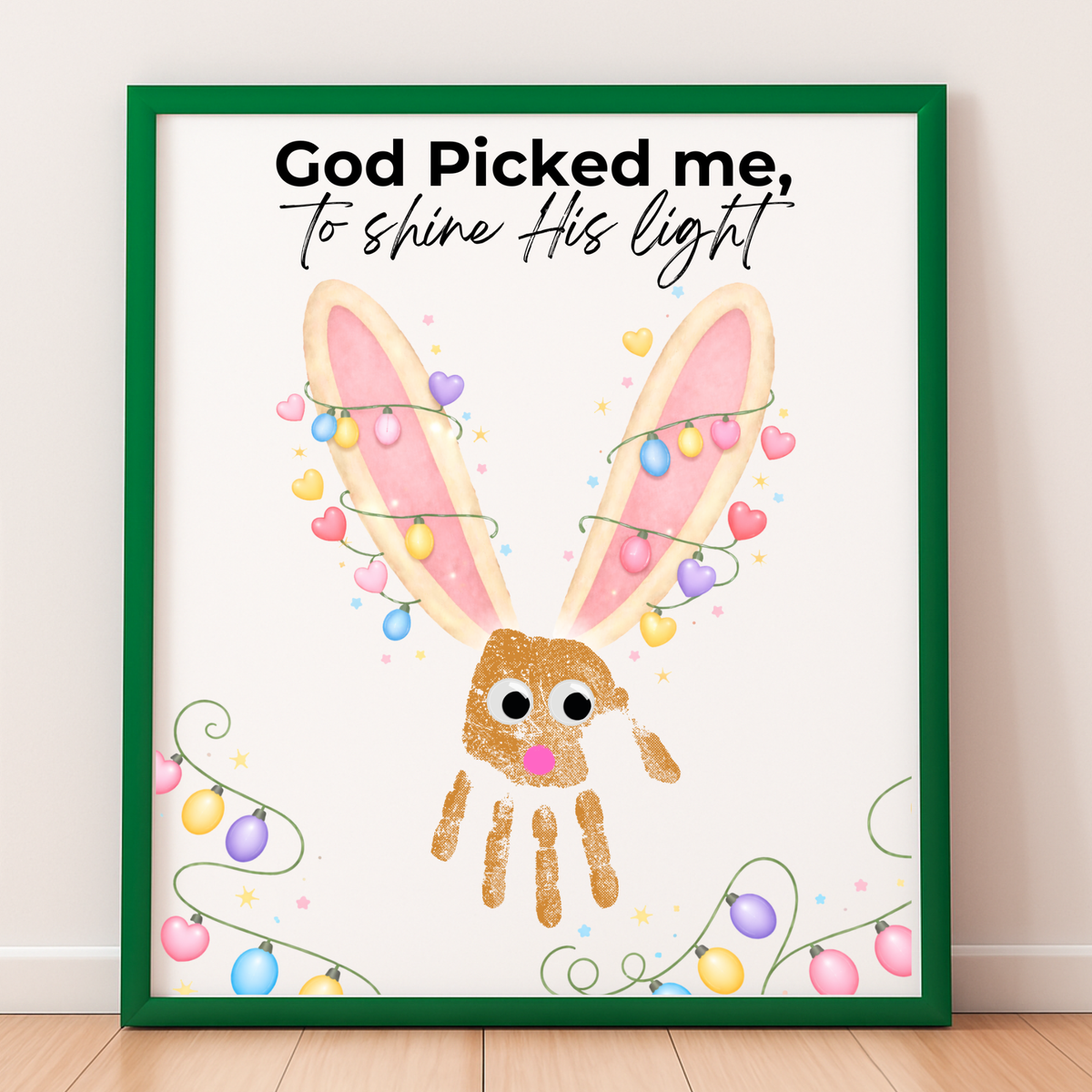 Christian Easter Handprint Craft Printable | “God Picked Me to Shine His Light” Bunny Keepsake | Faith-Based Kids Art Activity PDF