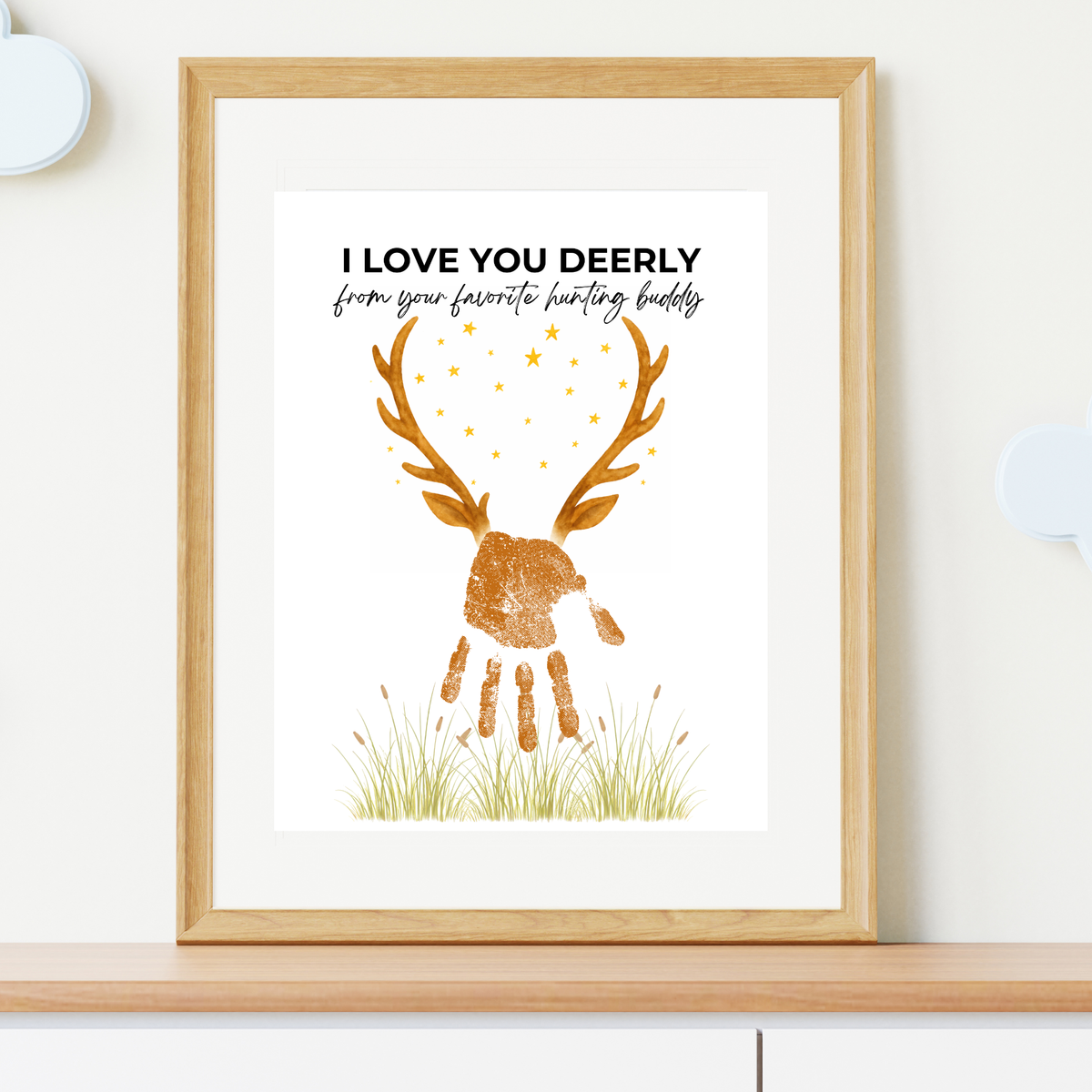 Father’s Day Handprint Craft Printable | I Love You Deerly Keepsake from Kids | Hunting Dad Gift | Preschool DIY Handprint Art PDF