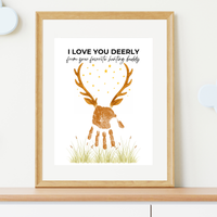 Father’s Day Handprint Craft Printable | I Love You Deerly Keepsake from Kids | Hunting Dad Gift | Preschool DIY Handprint Art PDF