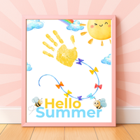 Hello Summer Handprint Craft Printable | Summer Keepsake Activity for Kids | Preschool Kindergarten End of School Year Craft