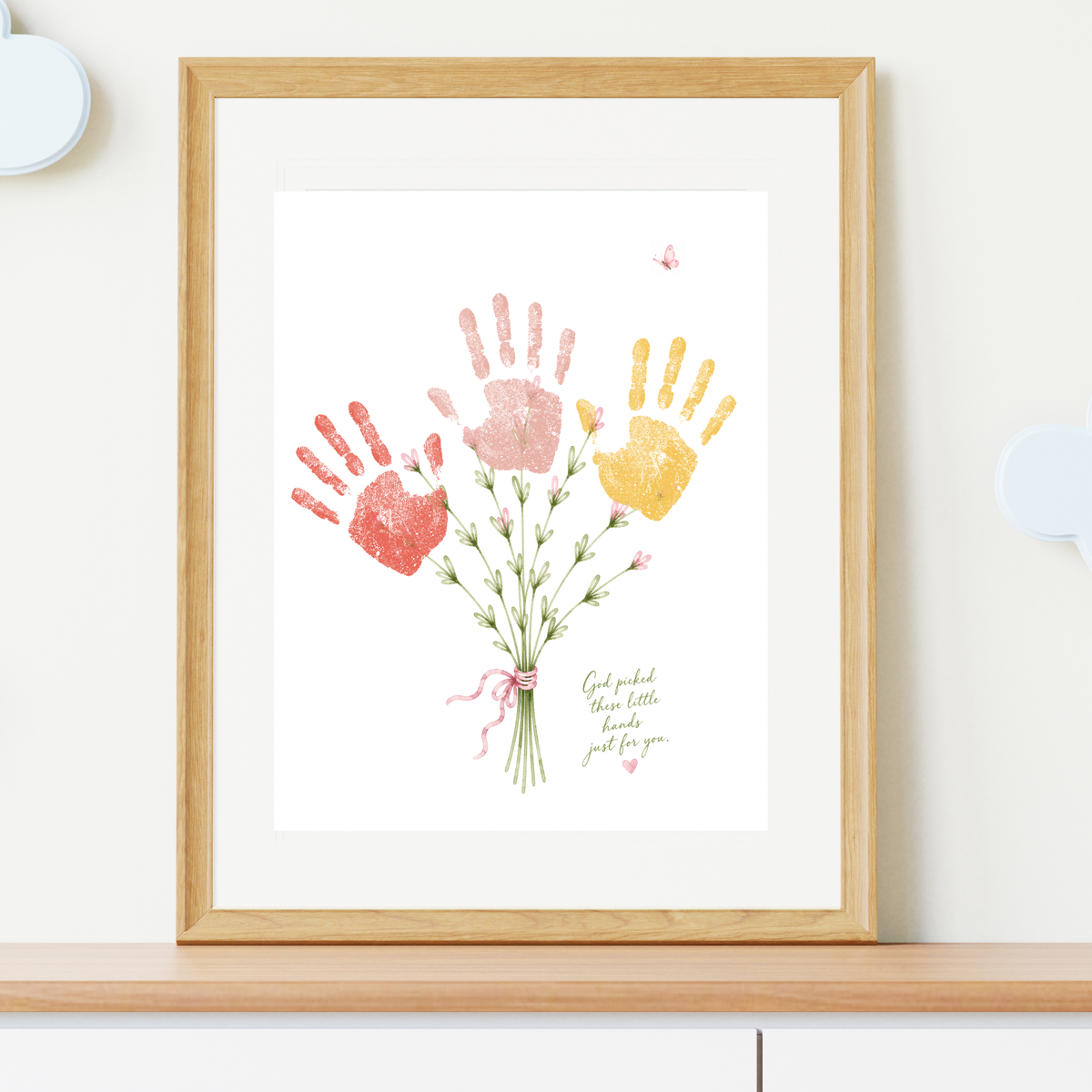 Christian Mother’s Day Handprint Craft Printable | God Picked These Little Hands for You | Mom Grandma Aunt Keepsake Gift | Birthday & Valentine’s Day Printable