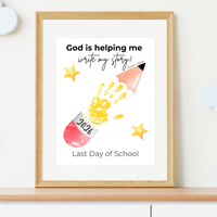 Christian Last Day of School Handprint Craft Printable | God is Helping Me Write My Story | Psalm 139:16 Keepsake | End of Year PDF
