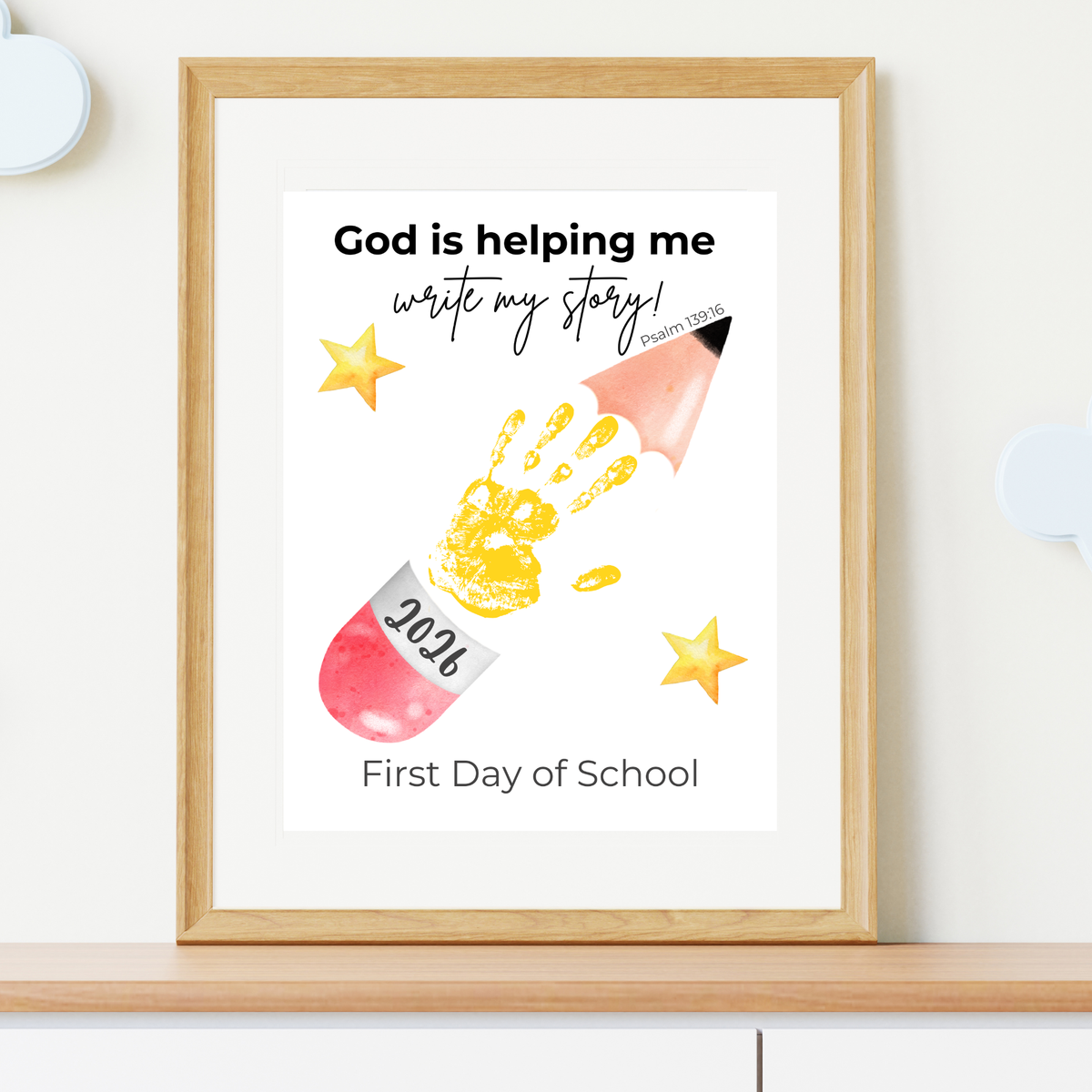 Christian First Day of School Handprint Craft Printable | God is Helping Me Write My Story | Psalm 139:16 Keepsake | Back to School PDF