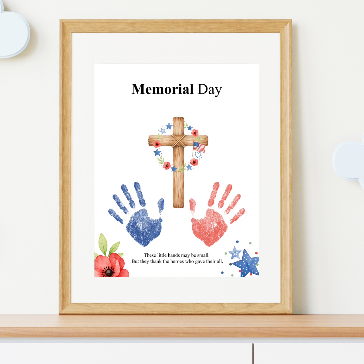 Christian Memorial Day Handprint Craft Printable | Patriotic Keepsake Art for Kids | Veterans Tribute Activity | Preschool Classroom DIY PDF