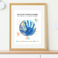 Autism Acceptance Month Handprint Craft Printable | Every Brain is Special and Bright | Classroom Autism Awareness Activity | Preschool Keepsake PDF