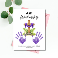 Ash Wednesday Handprint Craft Printable | Christian Lent Keepsake Art | Psalm 51:10 Faith-Based Kids Activity PDF