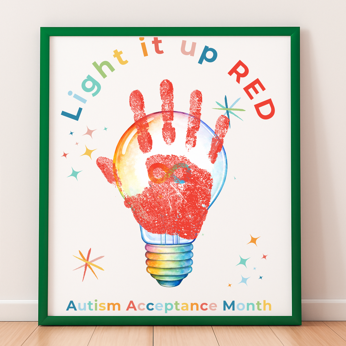 Autism Acceptance Month “Light It Up Red” Handprint Craft Printable | Autism Awareness Classroom Activity | Kids Inclusion Art PDF