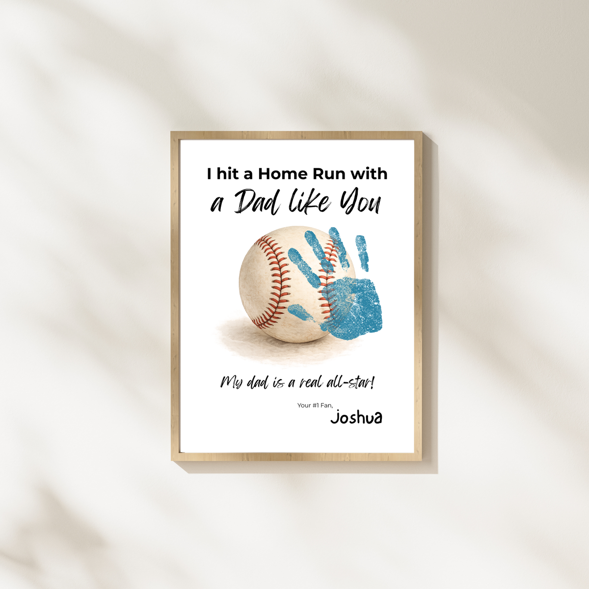 Baseball Handprint Craft for Dad, I Hit a Home Run with a Dad Like You Printable, Father’s Day Baseball Keepsake from Kids