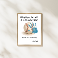 Baseball Handprint Craft for Dad, I Hit a Home Run with a Dad Like You Printable, Father’s Day Baseball Keepsake from Kids