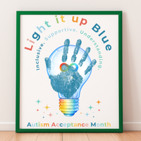 Autism Acceptance Month “Light It Up Blue” Handprint Craft Printable | Autism Awareness & Inclusion Kids Activity | Classroom SEL Art PDF