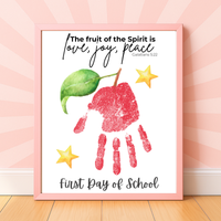 Fruit of the Spirit Apple Handprint Craft Printable | First & Last Day of School Keepsake | Christian Back to School Activity