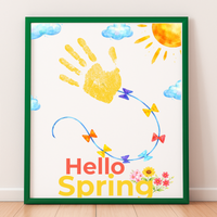 Hello Spring Handprint Kite Craft Printable with Kite | Spring Preschool Activity | Kids Seasonal Art Project | Classroom Spring Keepsake PDF