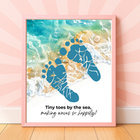 Tiny Toes by the Sea Footprint Craft Printable | Beach Footprint Keepsake | Summer Ocean Nursery Art for Kids