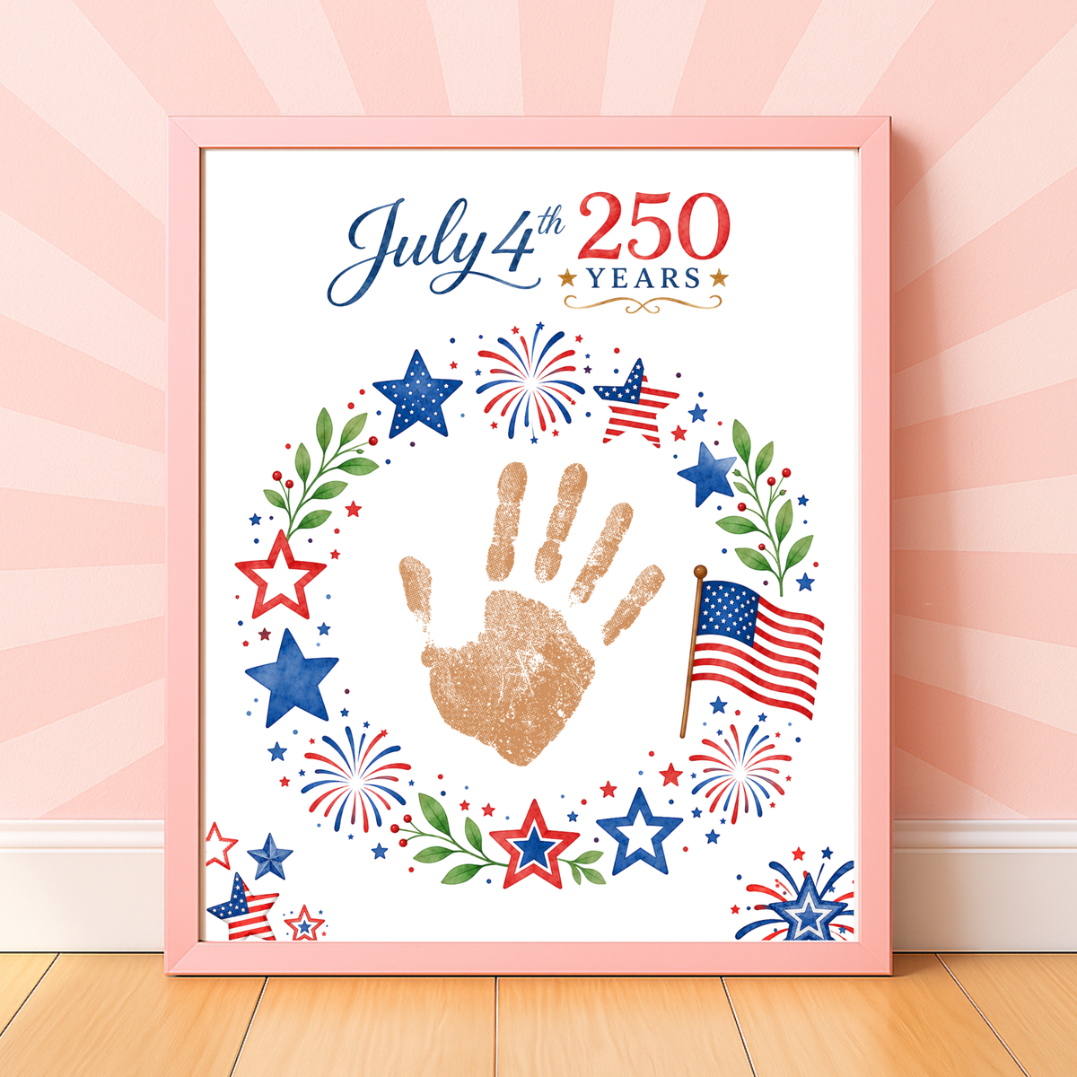 July 4th 250 Years Handprint Craft Printable, Patriotic Independence Day Keepsake Activity for Kids, America 250 Celebration
