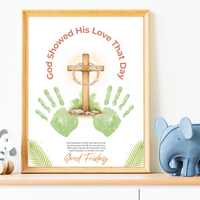 Good Friday Handprint Cross Craft Printable | “God Showed His Love That Day” Christian Kids Activity | Easter Faith Keepsake PDF
