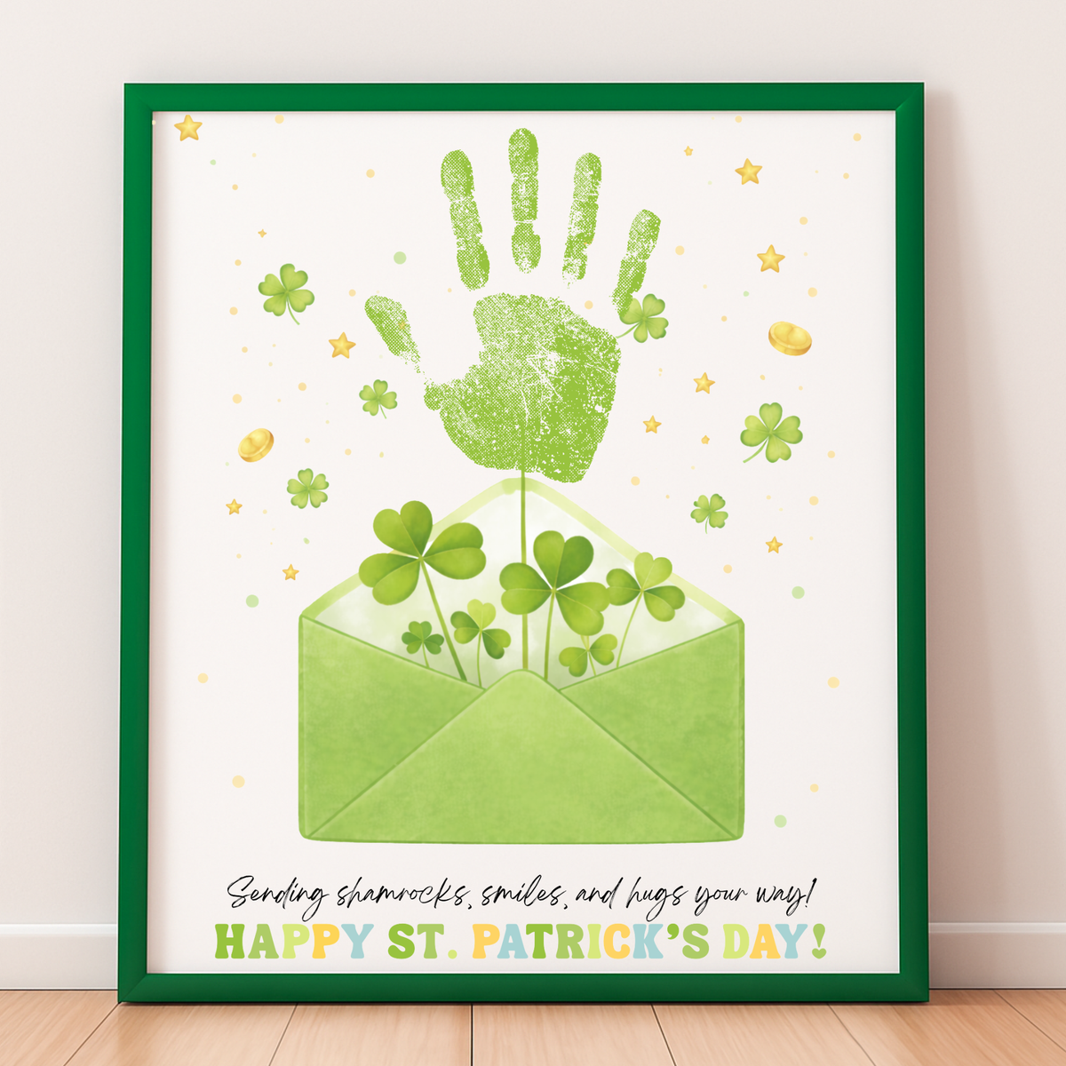 St. Patrick’s Day Handprint Craft Printable | Shamrock Envelope Keepsake Art | Preschool Fine Motor Activity PDF