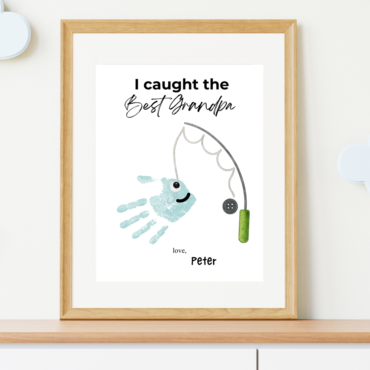 I Caught the Best Grandpa Handprint Craft Printable | Father’s Day & Birthday Gift for Grandpa | Fishing Keepsake from Kids | DIY Download